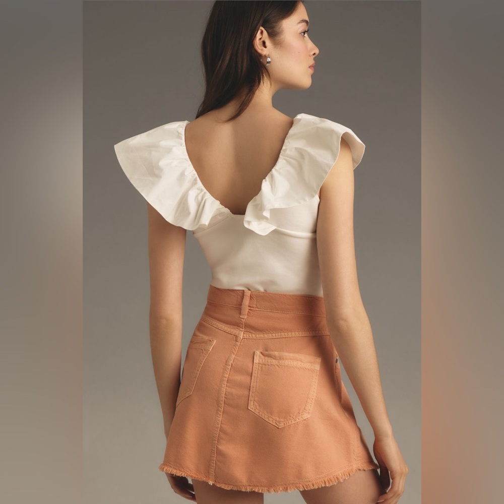 ✨ Anthropologie Pleated Micro Denim Skirt Sz 20W - Picture 3 of 10